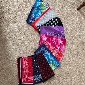 Bandanas, various colors and prints